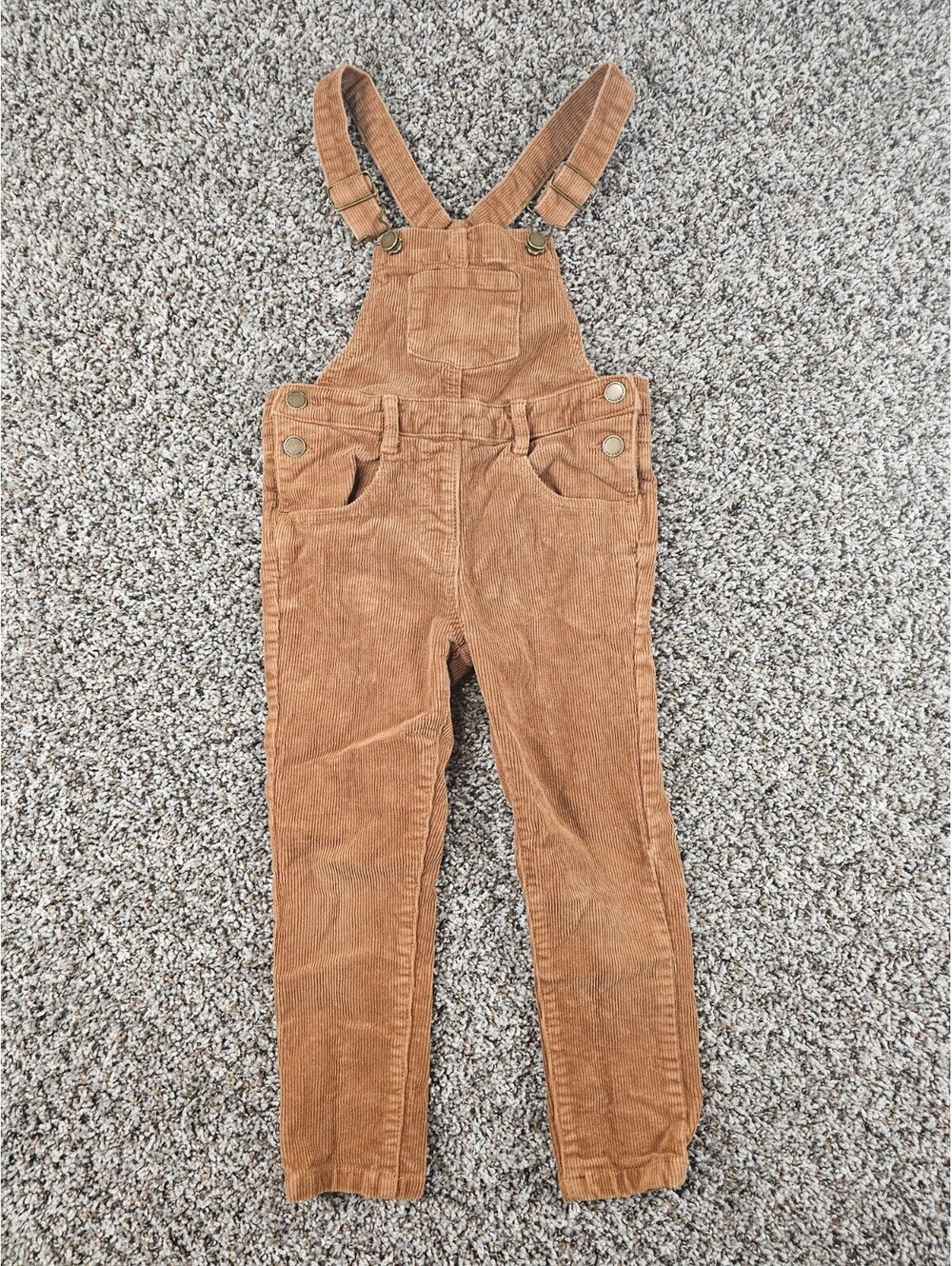 Jamie Kay Girls Sz 6Y Corduroy Overalls Dark Khaki Beige Brown Skinny Leg